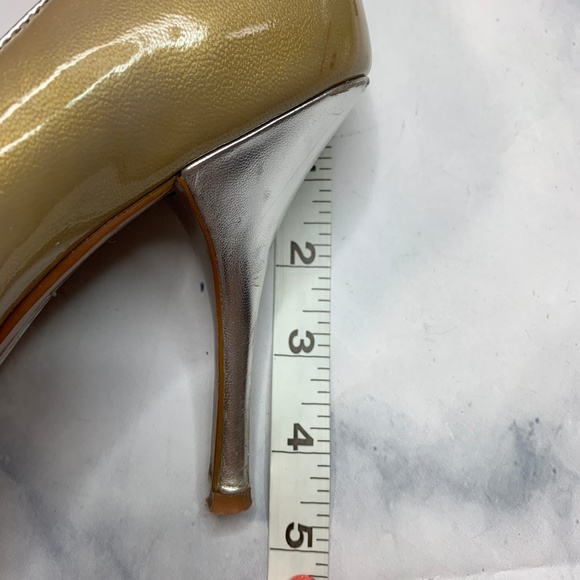 Ted Baker Gold Silver Peep Toe Bow High Heel Pumps - Picture 7 of 8